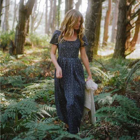 Christy Dawn Scarlet dress in Ginkgo Black scoop neck Maxi Dress short sleeve